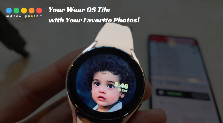Wear OS 照片動態磚使用範例 — My Photo Watch Frame 畫面。