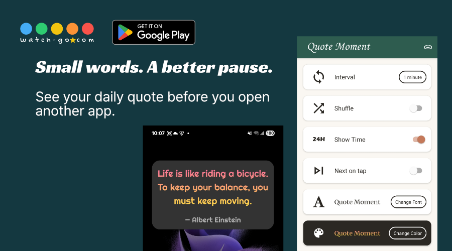 Widgets d'écran d'accueil et notifications quotidiennes de citations